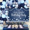 Denim and Diamonds Party Decorations - Navy Blue and Silver Balloon Garland Kit with Backdrop, Crystal Theme Birthday Party, Bridal Shower Decorations view 2