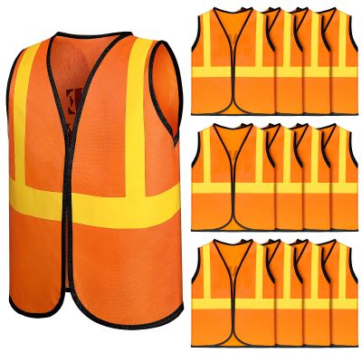 Bokon 12 Pcs Kids Construction Vests, Construction Party Supplies Toddler Worker Costume, Ages for 3-8(Orange)