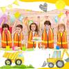 Bokon 12 Pcs Kids Construction Vests, Construction Party Supplies Toddler Worker Costume, Ages for 3-8(Orange) view 2