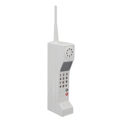 Pilipane Retro Brick Cell Phone Ornament with Iron Simulation  Vintage Cellular Phone Model for 80s 90s Themed Party Decorations, Home Living Room Decor & Photographic Props (White)