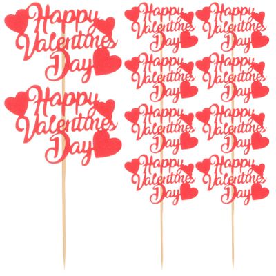 20pcs Glitter Cupcake Toppers for Valentine's Day Heart-shaped Cake Decorations Lightweight and Insert for Party Desserts and Celebrations
