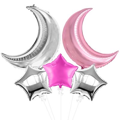 KatchOn, Moon and Star Balloons Baby Shower - Pack of 5 | Moon Balloon, Star Balloons for Baby Shower Decorations | Gender Reveal Party Decorations