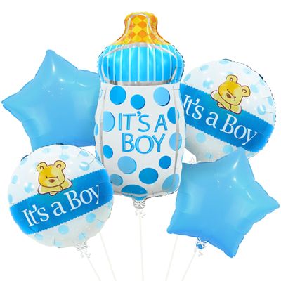 KatchOn, Its A Boy Balloons Set - Pack of 5 | Baby Boy Bottle Balloon | Foil Baby Boy Balloons | Gender Reveal Decorations | Its A Boy Baby Shower Decorations | Blue Gender Reveal Decoration