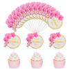 12 Pieces Happy Mother's Day Cake Toppers Flower Cupcake Topper for Mother's Day Birthday Cake Decoration Party Supplies (Style 3) view 1