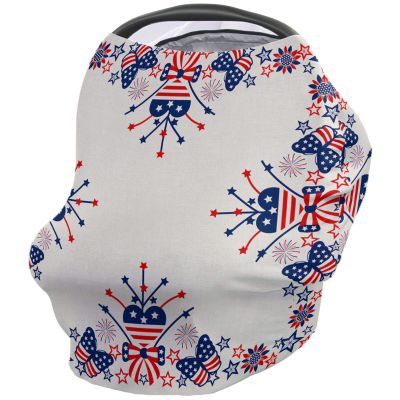 Carseat Cover for Independence Day American Flag Farmhouse Vintage Linen Covers for Breastfeeding Baby Car Seat Stroller Combos Cover Infant Carseat Canopy Newborn Shopping Cart Covers