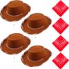 SGBETTER 4 Pack Kids Cowboy Hat with 4 Pieces Bandana Set Felt Cowboy Hat for Boys Grils Western Theme Birthday Party Costume Dress up (Brown) view 1