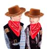 SGBETTER 4 Pack Kids Cowboy Hat with 4 Pieces Bandana Set Felt Cowboy Hat for Boys Grils Western Theme Birthday Party Costume Dress up (Brown) view 3