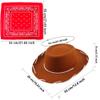 SGBETTER 4 Pack Kids Cowboy Hat with 4 Pieces Bandana Set Felt Cowboy Hat for Boys Grils Western Theme Birthday Party Costume Dress up (Multicolor) view 2
