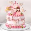 19 PCS Princess Cake Topper Castle Cake Decoration with Butterflies and Balls for Princess Birthday Supplies (Pink) view 4