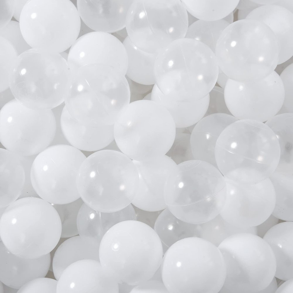 STARBOLO Ball Pit Balls - 2.75inches - Crush Proof Plastic Children's Toy Balls Macaron Ocean Balls Play Ball for Birthday Party Games Pool (White/Transparent), 50pcs.