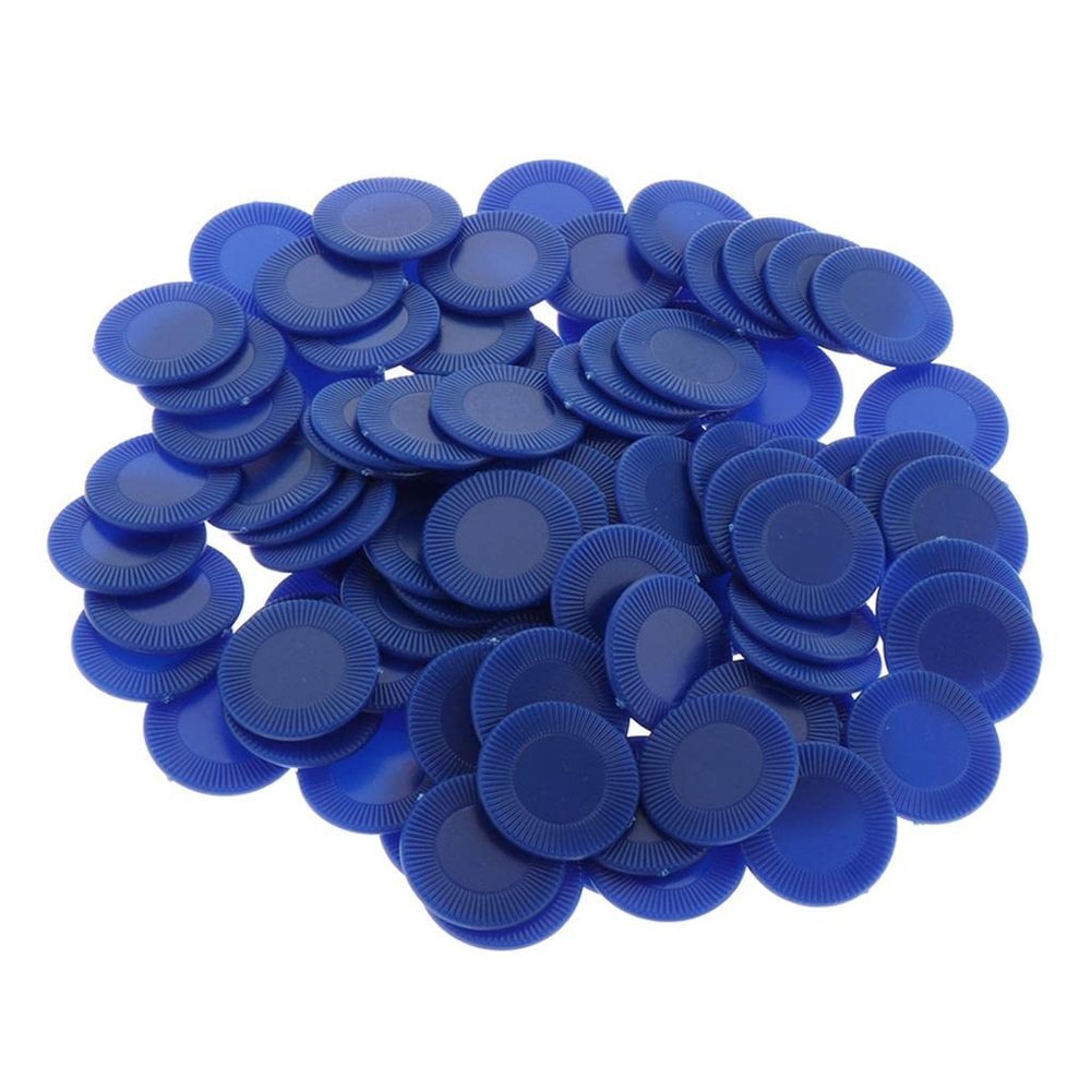 pistro 100x ABS Plastic 23mm Bingo Game Poker Chips Casino Tokens Count Fun Toys - Blue, 23mm