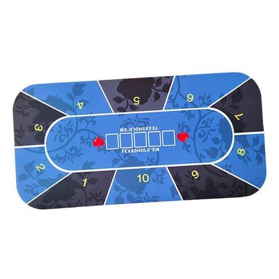 pistro Rubber Poker Table Pad, Durable Anti-Slip Poker Tabletop Layouts Mat 180x90cm Tablecloth with Storage Bags, Card Game Accs - Blue