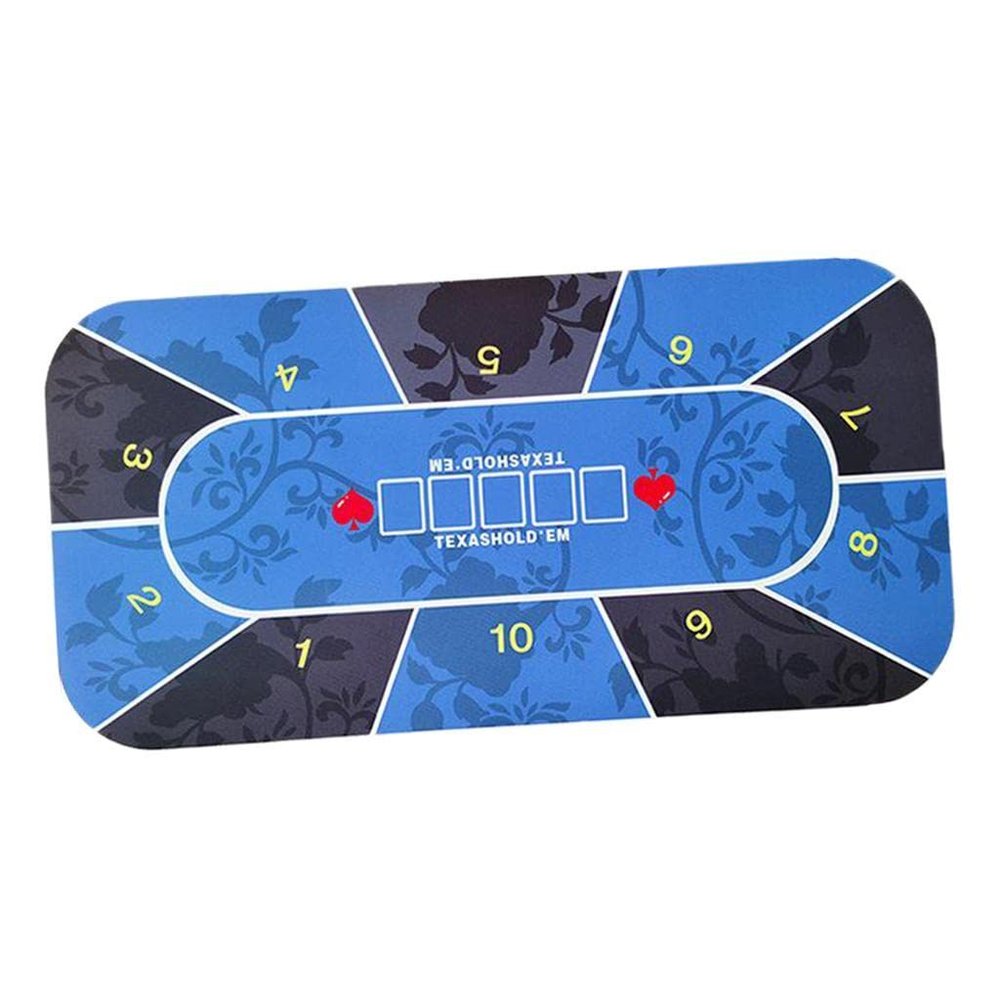 pistro Rubber Poker Table Pad, Durable Anti-Slip Poker Tabletop Layouts Mat 180x90cm Tablecloth with Storage Bags, Card Game Accs - Blue