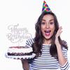 Crseniny Happy Birthday Cake Topper,Silver Glitter Birthday Sign Cake DecorationsAnniversary Party/Bday Party Decoration Supplies view 4