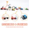 Wooden Construction Site Vehicles with Trailer 14 PCS Set, Vehicle Toys Cars for Toddlers and Kids Ages 3+ Gifts for Boys Girls, Compatible with Thomas and Other Major Brand Train Toy and Railway Set view 2