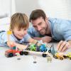 Wooden Construction Site Vehicles with Trailer 14 PCS Set, Vehicle Toys Cars for Toddlers and Kids Ages 3+ Gifts for Boys Girls, Compatible with Thomas and Other Major Brand Train Toy and Railway Set view 4