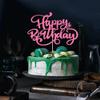 Crseniny Happy Birthday Cake Topper,Pink Glitter Birthday Sign Cake DecorationsAnniversary Party/Bday Party Decoration Supplies (Pink Glitter) view 3