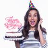 Crseniny Happy Birthday Cake Topper,Pink Glitter Birthday Sign Cake DecorationsAnniversary Party/Bday Party Decoration Supplies (Pink Glitter) view 4