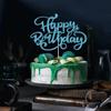 Crseniny Happy Birthday Cake Topper,Blue Glitter Birthday Sign Cake DecorationsAnniversary Party/Bday Party Decoration Supplies view 3