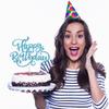 Crseniny Happy Birthday Cake Topper,Blue Glitter Birthday Sign Cake DecorationsAnniversary Party/Bday Party Decoration Supplies view 4