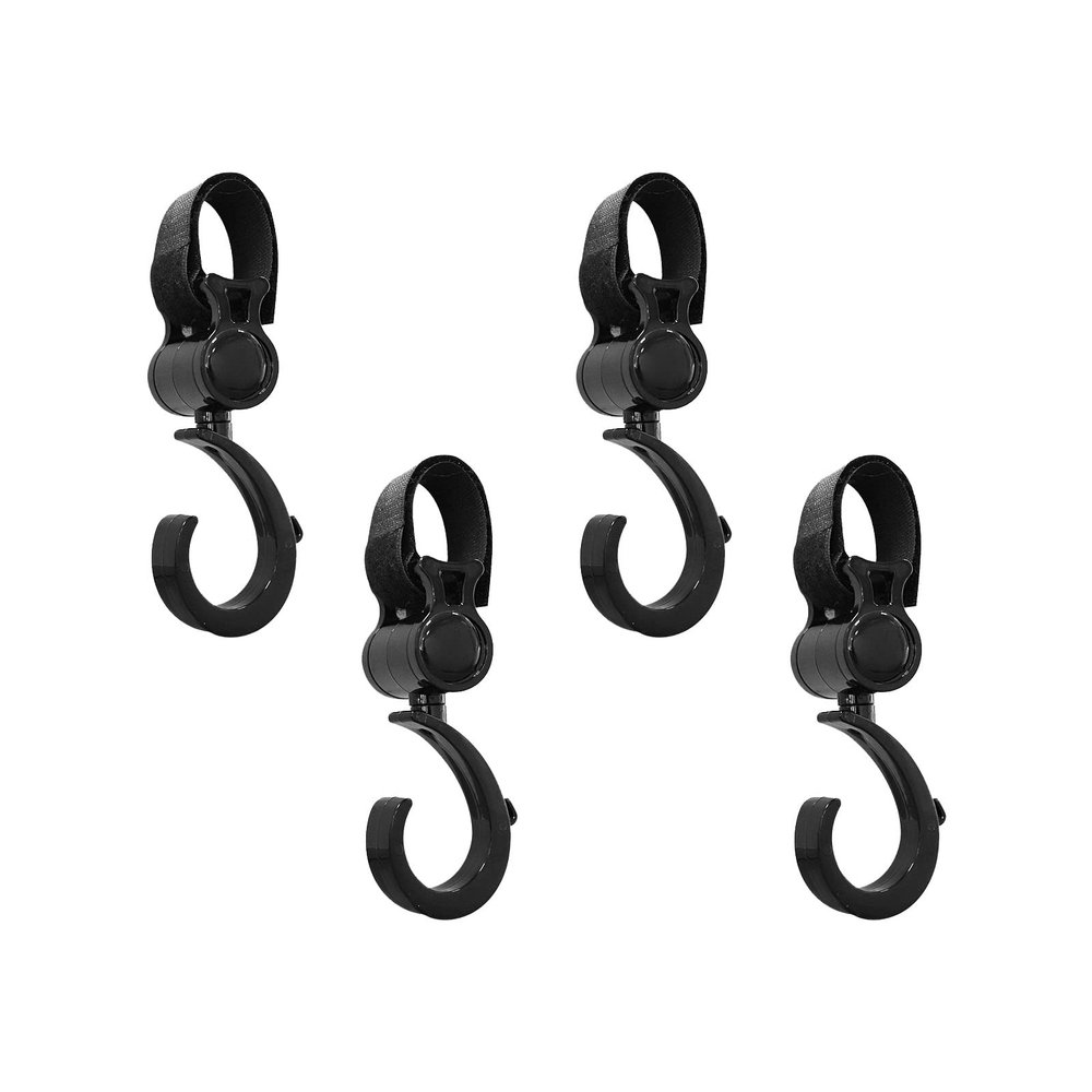 4 Pcs Stroller Hooks Rotatable Pushchair Hooks Multifunction Stroller Organizer Hooks for Shopping Bag Tote Bag Mommy Bag