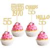 Gyufise 24Pcs Happy 55th Cupcake Toppers Glitter Fifty-five Straight Outta 1970 Cupcake Picks Cheers to 55 Years Birthday Cake Decorations for Happy 55th Birthday Anniversary Party Supplies Gold view 1