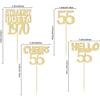 Gyufise 24Pcs Happy 55th Cupcake Toppers Glitter Fifty-five Straight Outta 1970 Cupcake Picks Cheers to 55 Years Birthday Cake Decorations for Happy 55th Birthday Anniversary Party Supplies Gold view 2