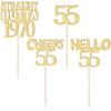Gyufise 24Pcs Happy 55th Cupcake Toppers Glitter Fifty-five Straight Outta 1970 Cupcake Picks Cheers to 55 Years Birthday Cake Decorations for Happy 55th Birthday Anniversary Party Supplies Gold view 3