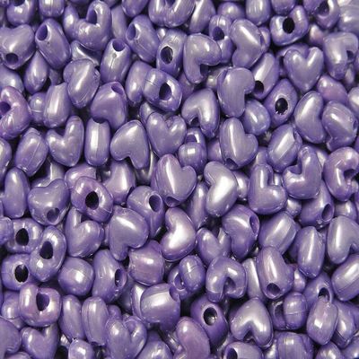 Lt Purple Pearl Heart Shaped Pony Beads Made USA Kids Valentine Day School Craft