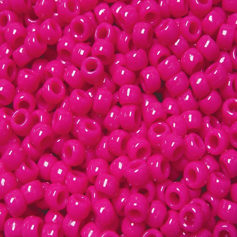 Neon Pink Magenta 9x6mm Pony Beads USA 500pc Crafts Kids School Church Camp Fun