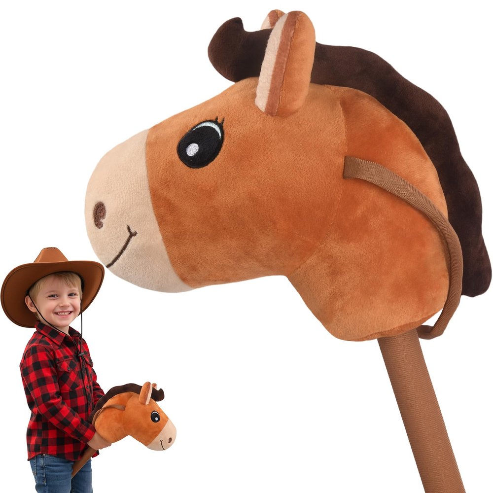 WALIKI Stick Horse for Boys & Girls | Pretend Play Cowboy & Cowgirl Toy for Kids Ages 3-6 | Fun Active Toddler Toy (Caramel)