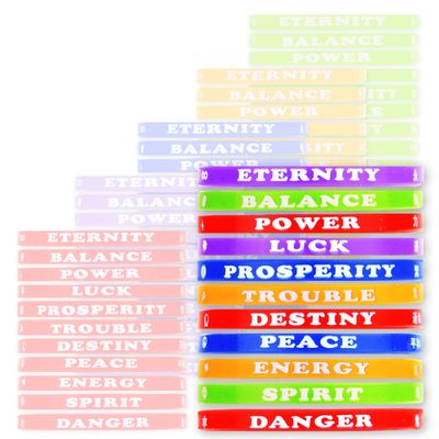 Entervending Rubber Bracelets - 30 Pcs Silicone Wristbands - Kids Party Favors - Green, Red, Blue, Orange, Purple