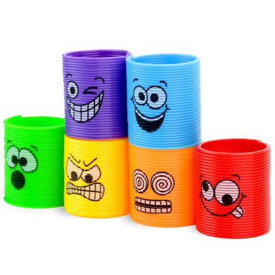 Entervending Coil Spring Party Favors for Kids - Coil Springs with Smily Faces Bulk Toys 1.38 Inch - Classroom Prizes Party Favors for Kids 60 Pcs