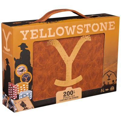 Spin Master Games, Yellowstone, 200-Piece Poker Set with Custom Carrying Case, Dealer & Betting Poker Chips Card Deck, Yellowstone Merchandise, for Adults 16 and up