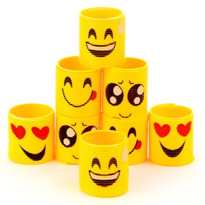 Entervending Coil Spring Toy Party Favors for Kids - Emoticon Coil Spring Assortment - Coil Bulk Toys 1.4 - 12 Pcs - Emoji Mini Toys - Mini Coil for Goody Bags