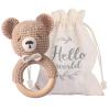 Wooden Baby Rattle Crochet Bear Baby Toys Handmade Newborn Toy Early Development Grips Stuffed Animal Organic Rattle (Bear) view 1