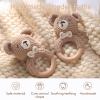 Wooden Baby Rattle Crochet Bear Baby Toys Handmade Newborn Toy Early Development Grips Stuffed Animal Organic Rattle (Bear) view 2
