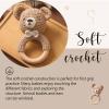 Wooden Baby Rattle Crochet Bear Baby Toys Handmade Newborn Toy Early Development Grips Stuffed Animal Organic Rattle (Bear) view 4