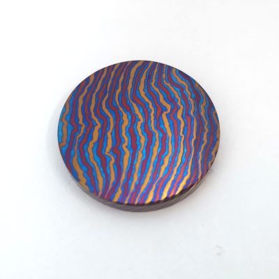 Titanium Damascus EDC Coin, Handmade Timascus Coin, Mokuti for Commemorative Collectors, Beautiful Souvenir, Novelty Piece, Odds and Ends, Handicrafts, Niche Decorations, Pendant Gifts