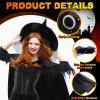 3 Set Halloween Witch Hat with Cloak for Women Costume Witches Cape and Lace Veils Wizard Hat for Cosplay Carnival Party(Black, Orange, Purple) view 2