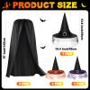 3 Set Halloween Witch Hat with Cloak for Women Costume Witches Cape and Lace Veils Wizard Hat for Cosplay Carnival Party(Black, Orange, Purple) view 3