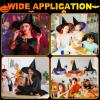 3 Set Halloween Witch Hat with Cloak for Women Costume Witches Cape and Lace Veils Wizard Hat for Cosplay Carnival Party(Black, Orange, Purple) view 4