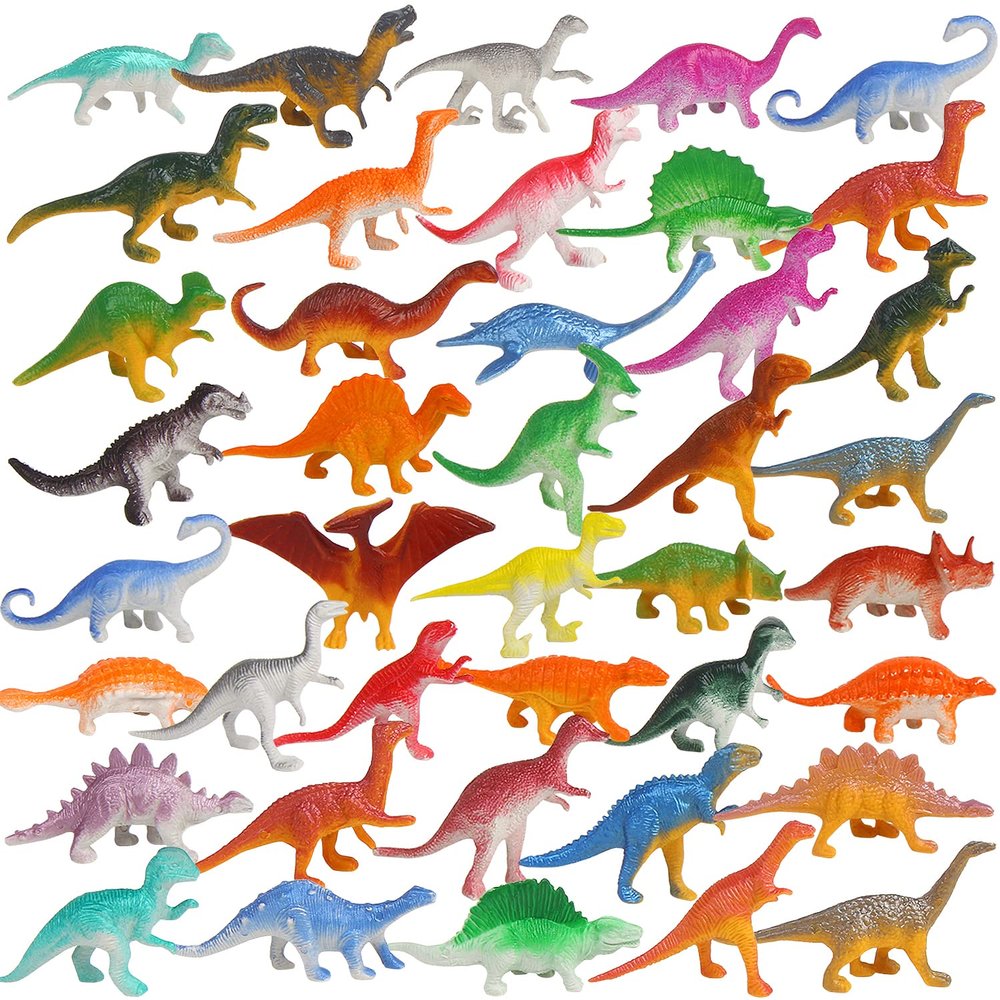 FINGOOO 78 Pieces Mini Dinosaur Figures, Plastic Small Dinosaur Toys for Cupcake Topper Dino Party Favor Supplies Christmas Goodie Bag Stuffers