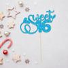 1Pc Sweet Teenager 16 Cake Topper Glitter 16th Birthday Cake Pick Decorations for Cheers to 16 Years Old 16th Birthday Party Cake Decorations Supplies Light Blue view 3
