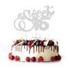 1Pc Sweet Teenager 16 Cake Topper Glitter 16th Birthday Cake Pick for Cheers to 16 Years Old 16th Birthday Party Cake Decorations Supplies Sliver view 1