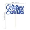 1Pc Happy Sweet 16 Cake Topper Glitter 16th Birthday Cake Pick Decorations for Cheers to 16 Years Old 16th Birthday Party Cake Decorations Supplies Deep Blue view 2