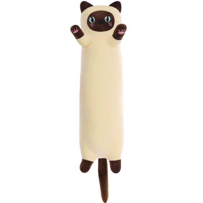 Yeqivo Cat Plush Pillow Soft Cat Long Stuffed Animal Kitten Cute Long Plush Cat Toy for Kids Girlfriend(90CM,Beige)