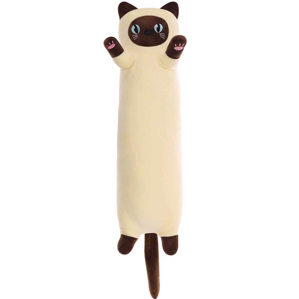 Yeqivo Cat Plush Pillow Soft Cat Long Stuffed Animal Kitten Cute Long Plush Cat Toy for Kids Girlfriend(90CM,Beige)