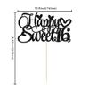 1Pc Happy Sweet 16 Cake Topper Glitter 16th Birthday Cake Pick for Cheers to 16 Years Old 16th Birthday Party Cake Decorations Supplies Black view 2