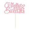 1Pc Happy Sweet 16 Cake Topper Glitter 16th Birthday Cake Pick Decorations for Cheers to 16 Years Old 16th Birthday Party Cake Decorations Supplies Pink view 3